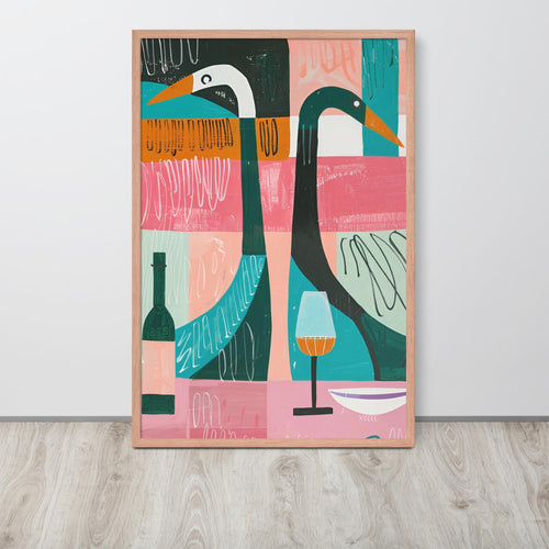 Abstract Swan Wall Art displayed in a modern room, ideal animal lover art accent for swan wall art