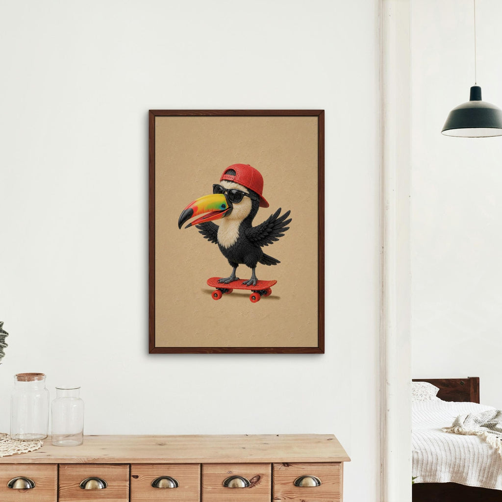 Baby Toucan Skateboard Wall Art featuring animal skateboard, perfect safari nursery decor for home decor