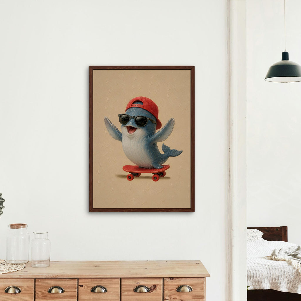 Baby Whale Nursery Wall Art featuring animal skateboard, perfect ocean nursery decor for home decor