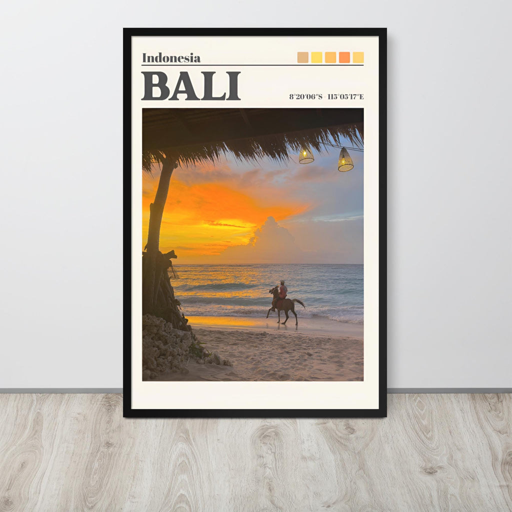 Bali Sunset Travel Poster featuring bali, perfect beach wall art for home decor