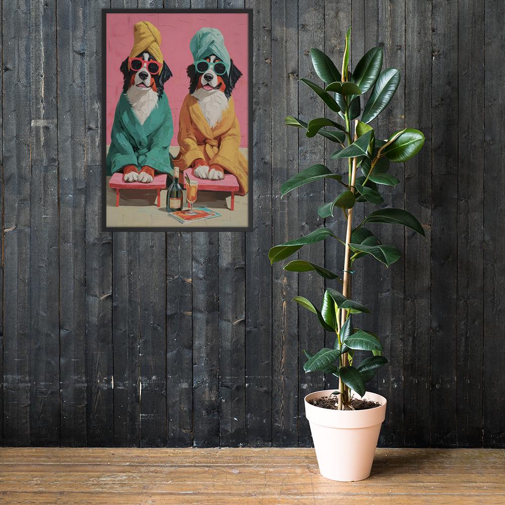 Bernese Mountain Dog Spa Wall Art showcasing bernese dog wall art, a great pick for funny dog poster lovers