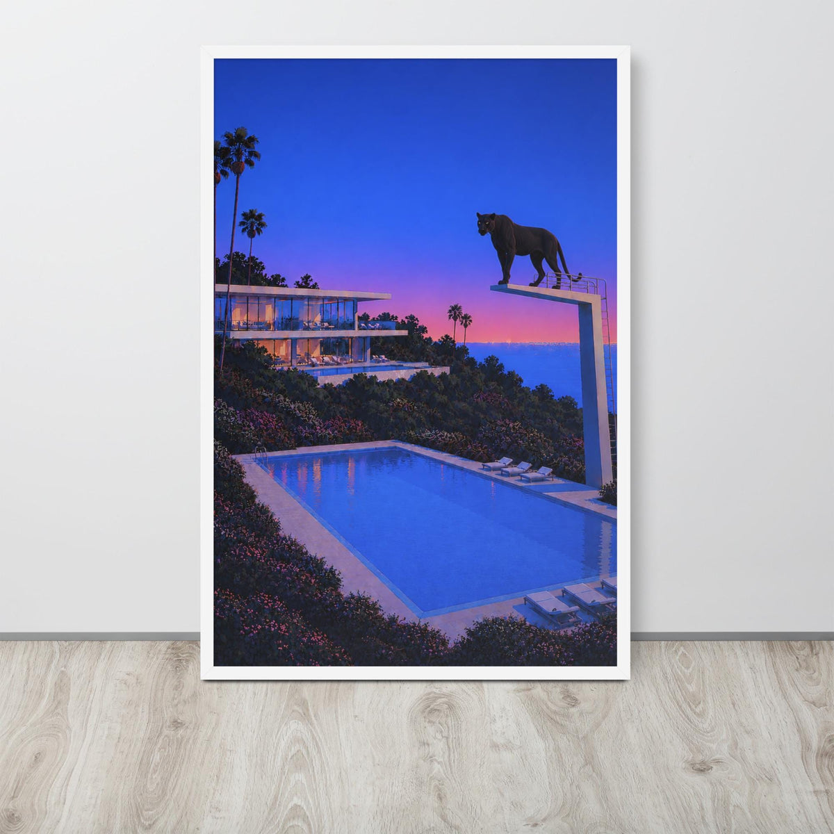 Vintage Black Panther Wall Art with hiroshi nagai art details, curated for swimming pool art interiors