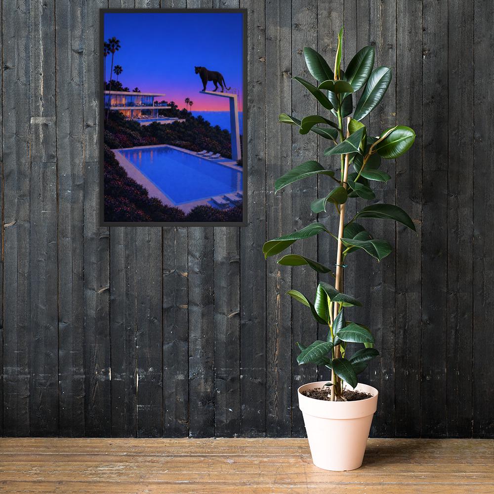 Vintage Black Panther Wall Art styled on a wall, blending black panther poster and japanese wall art inspiration