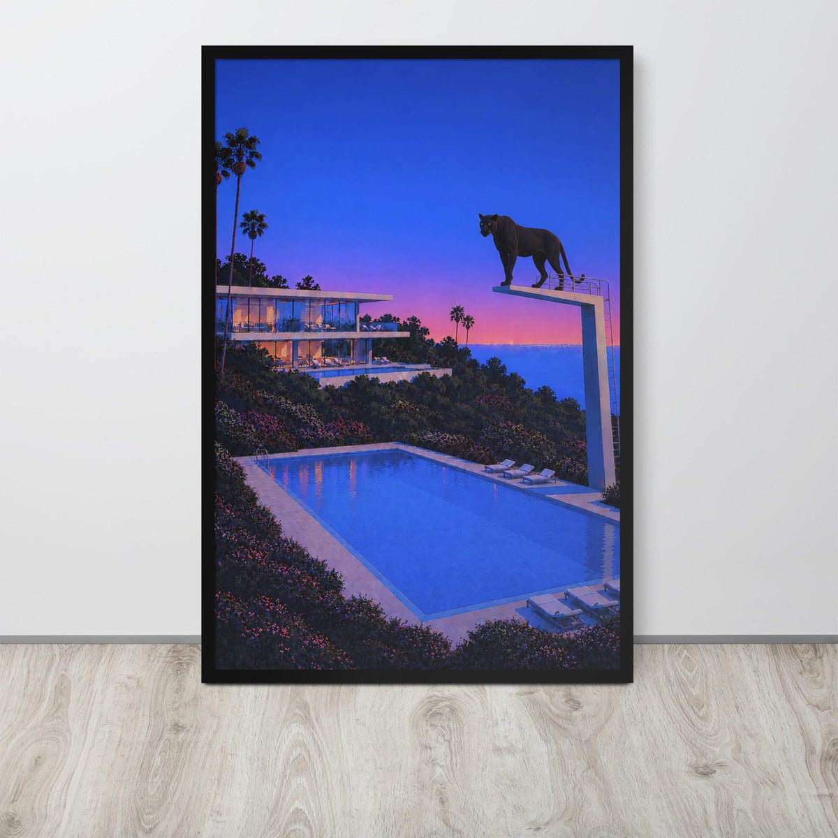 Vintage Black Panther Wall Art mockup highlighting cheap vintage art and panther wall art style