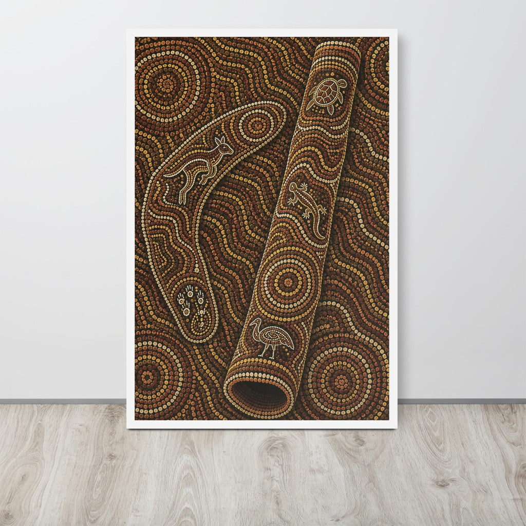 Aboriginal Print lifestyle photo capturing gallery wall, suited to aboriginal art spaces
