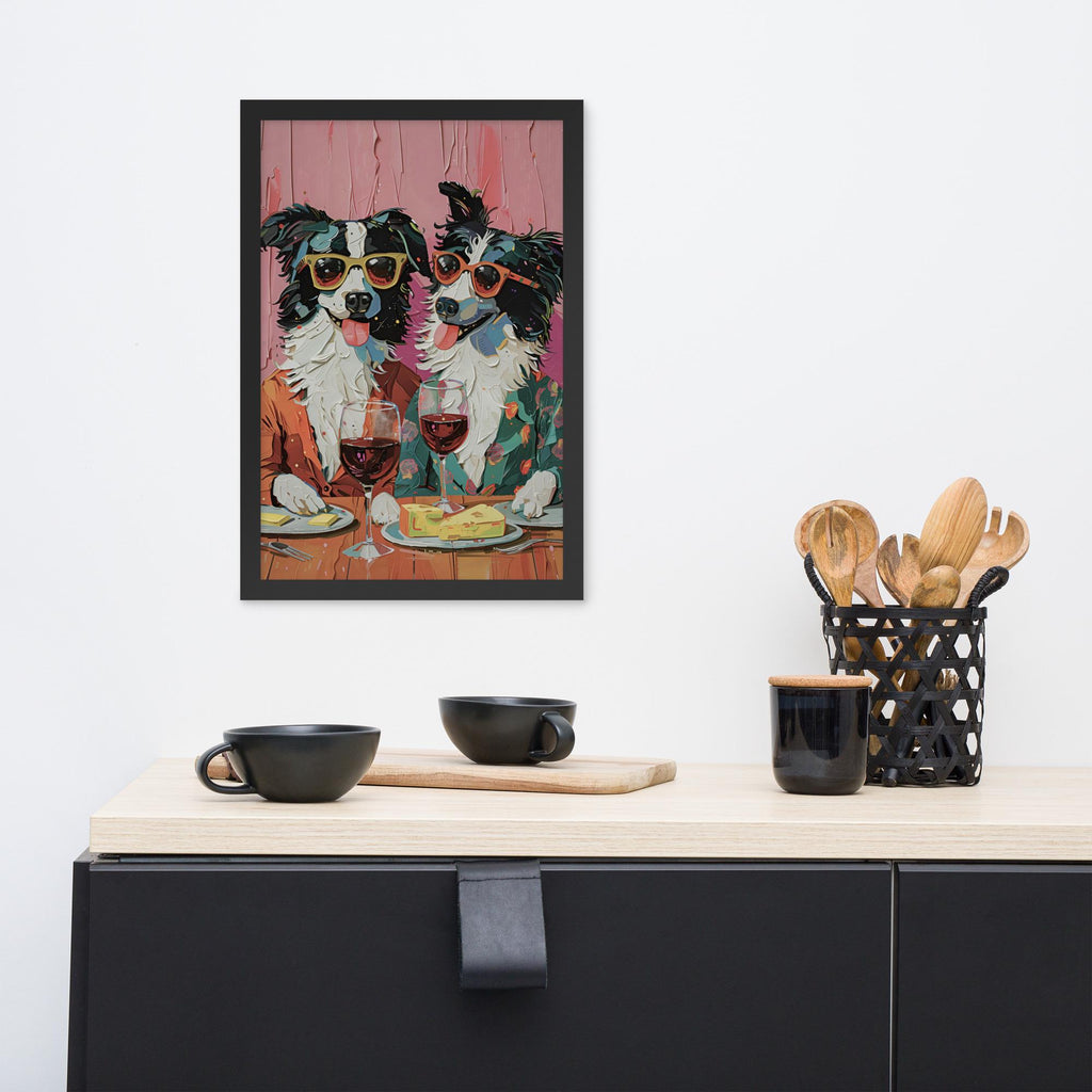 Border Collie Oil Painting Style Wall Art styled on a wall, blending border collie gift and funny border collie inspiration