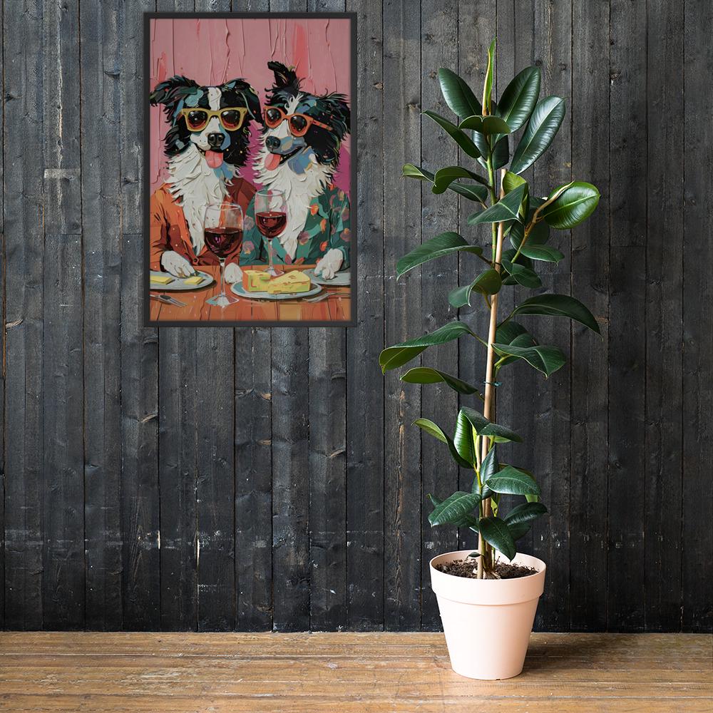 Border Collie Oil Painting Style Wall Art mockup highlighting border collie print and funny dog poster style
