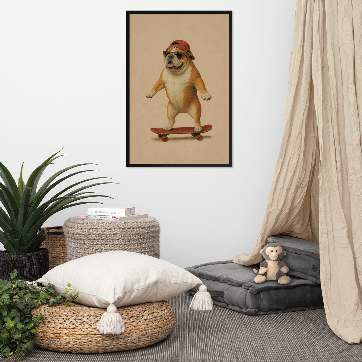 Bulldog Dog Skateboard Wall Art Print