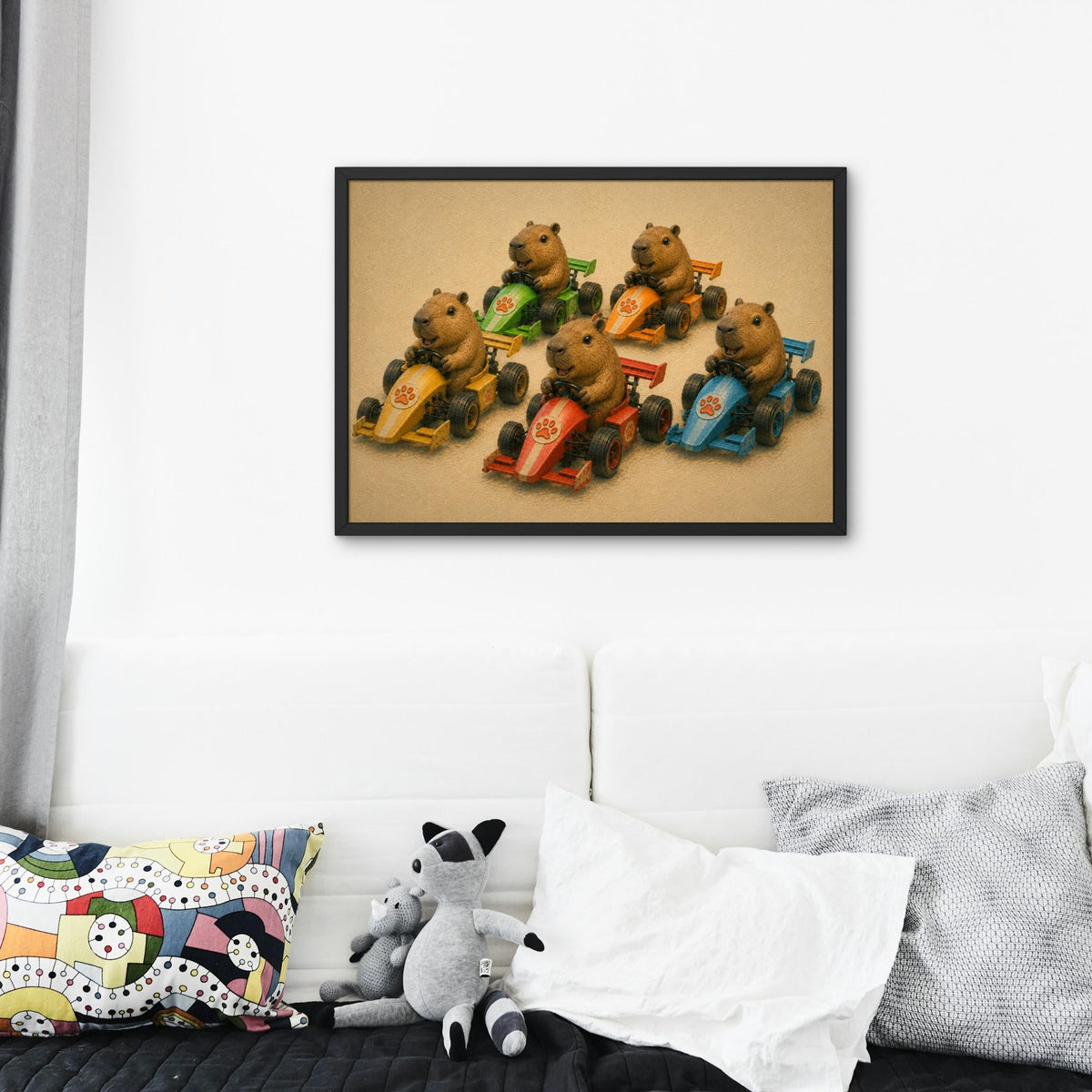 Capybara Race Car Nursery Wall Art featuring capybara, perfect capybara poster for home decor