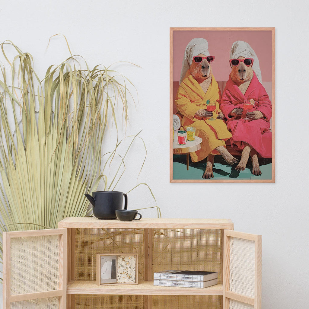 Capybara Spa Day Wall Art mockup highlighting capybara print and funny capybara print style