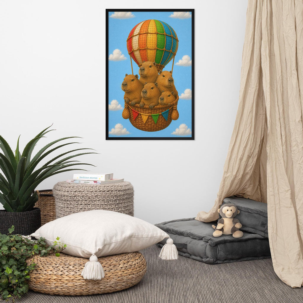 Capybaras Hot Air Balloon Nursery Wall Art showcasing capybara air balloon, a great pick for capybara poster lovers