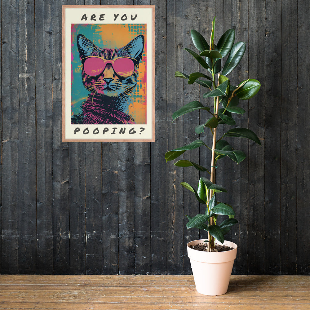 Cat 'Are You Pooping?' Toilet Wall Art Print