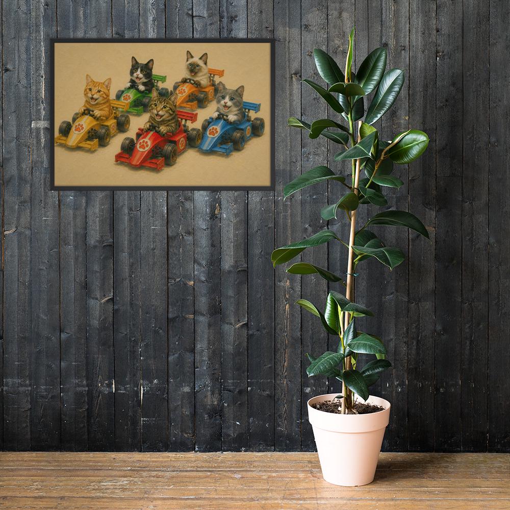 Cats Race Car Nursery Wall Art showcasing cat nursery wall art, a great pick for nursery wall art lovers