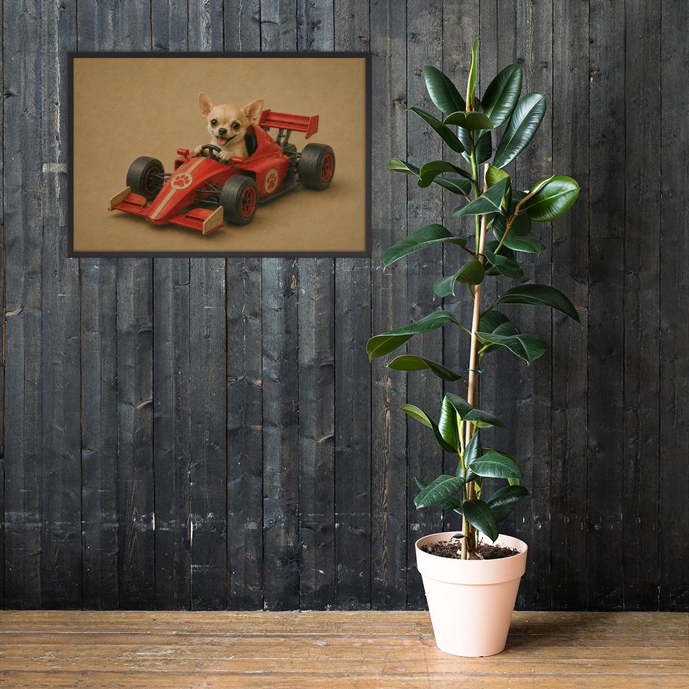 Chihuahua Dog Racing Car Wall Art showcasing chihuahua wall art, a great pick for nursery dog lovers