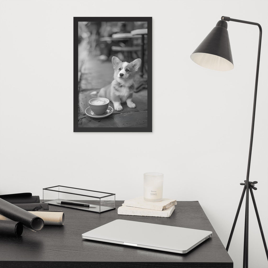 Corgi Black & White Print showcasing black white photo, a great pick for dog photography lovers