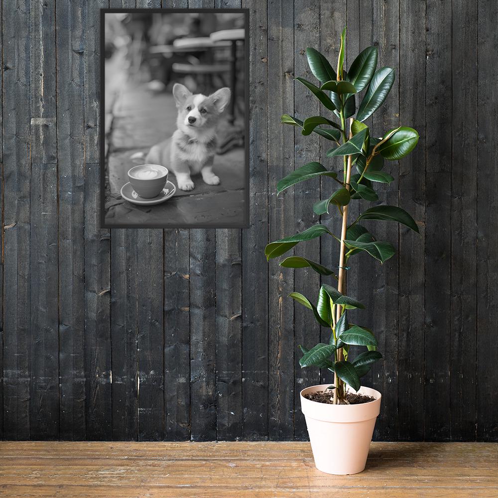 Corgi Black & White Print mockup highlighting black white poster and fine art photography style