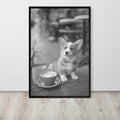 Corgi Black & White Print displayed in a modern room, ideal black white prints accent for minimalist dog art
