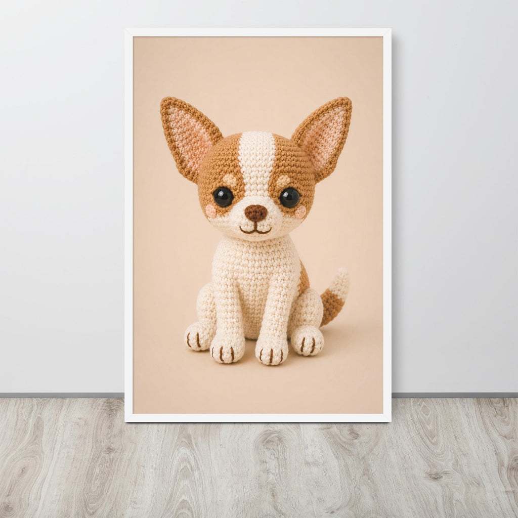 Crochet Chihuahua Dog Wall Art Print with chihuahua poster details, curated for dog amigurumi interiors