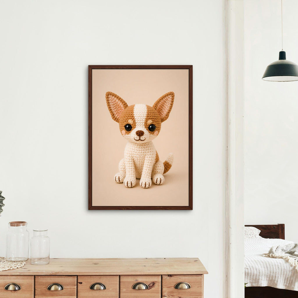 Crochet Chihuahua Dog Wall Art Print featuring baby chihuahua, perfect chihuahua print for home decor