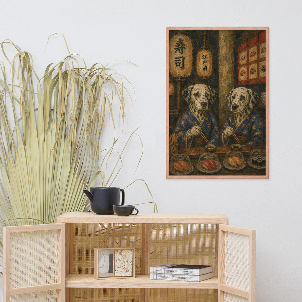 Dalmatian Japanese Bar Wall Art Print displayed in a modern room, ideal dalmatian print accent for japanese wall art