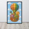 Dinosaurs Hot Air Balloon Nursery Wall Art mockup highlighting dino nursery decor and dinosaur print style