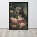 Dog Reading 'A Guide To Begging' Wall Art Print featuring bathroom wall art, perfect funny bathroom art for home decor
