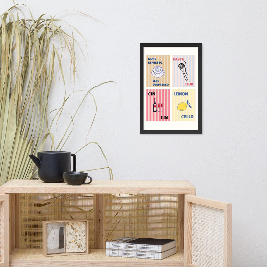 Food Club Wall Art Print showcasing dining room art, a great pick for italian wall art lovers