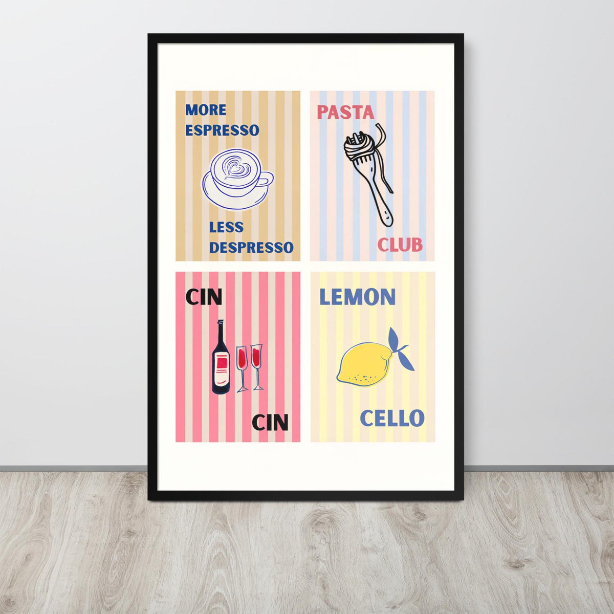 Food Club Wall Art Print with food poster details, curated for pasta wall art interiors