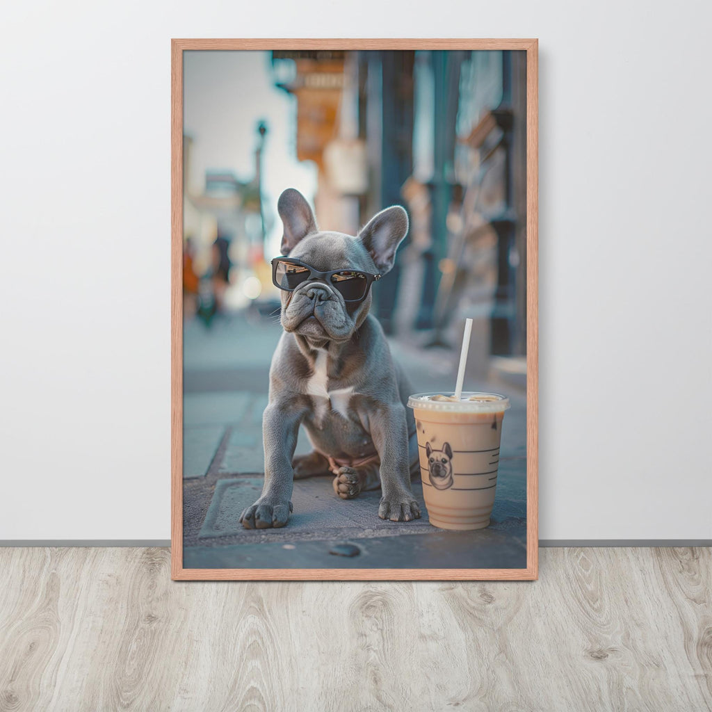 French Bulldog Coffee Poster with fine art photography details, curated for kitchen wall art interiors