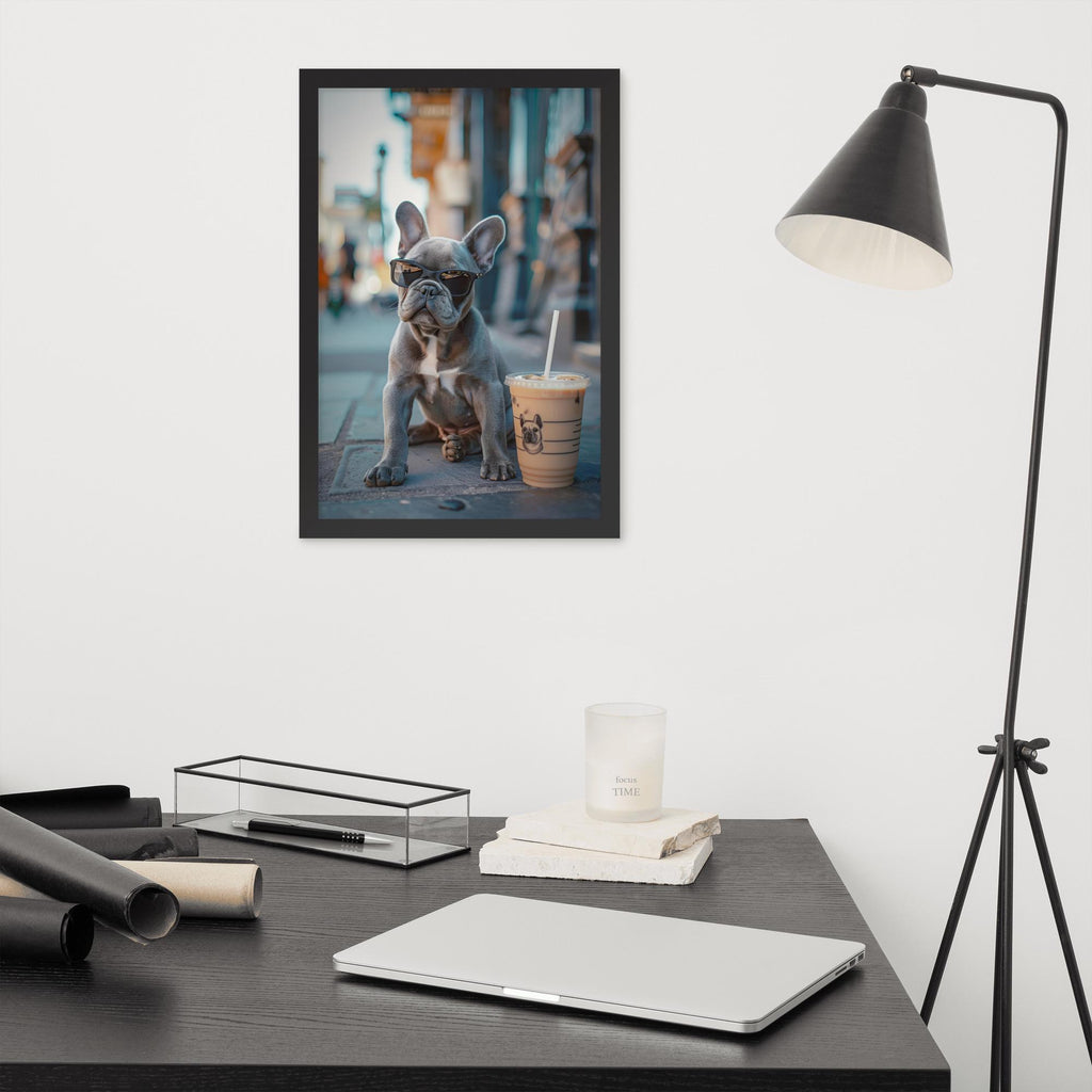 French Bulldog Coffee Poster showcasing coffee wall art, a great pick for funny animal poster lovers