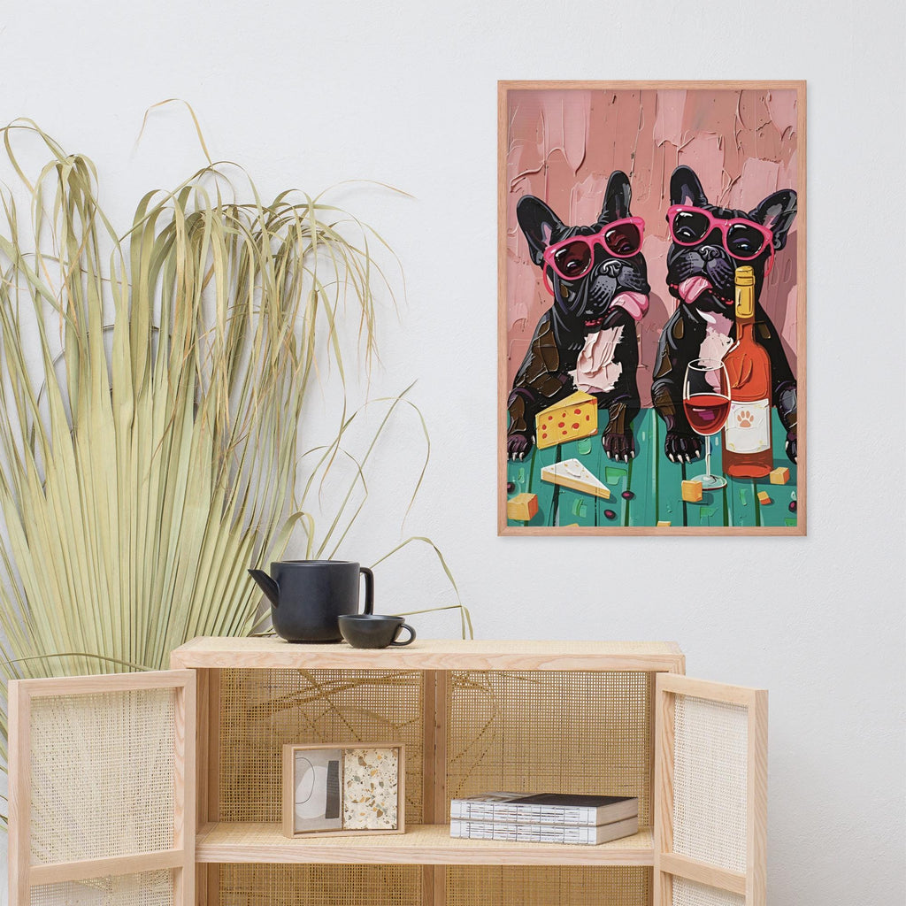 French Bulldog Oil Painting Style Wall Art displayed in a modern room, ideal french bulldog art accent for funny dog print