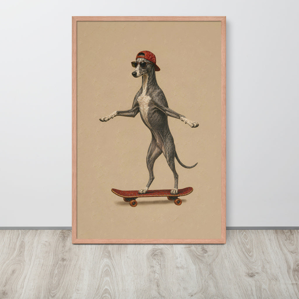 Greyhound Dog Skateboard Wall Art Print