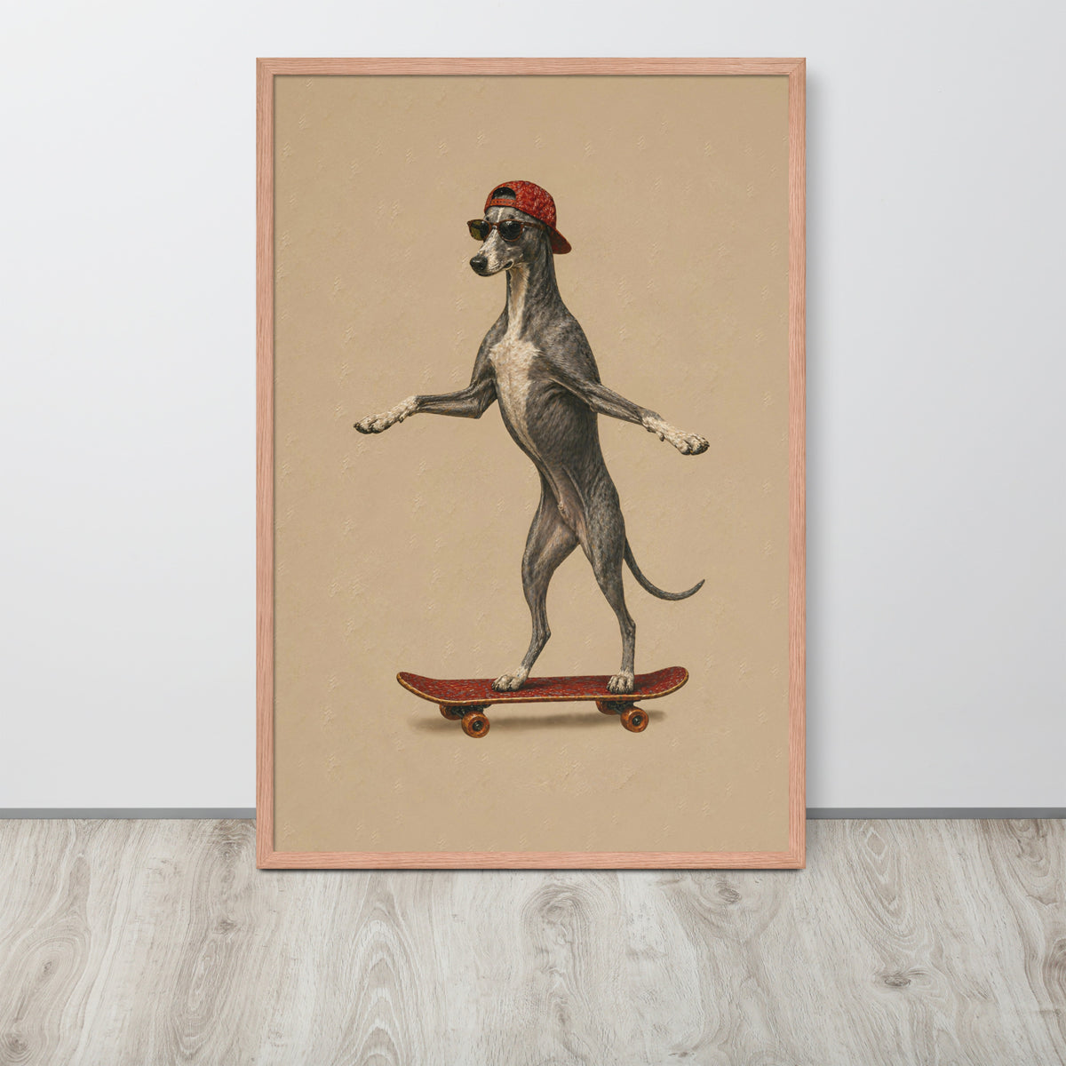 Greyhound Dog Skateboard Wall Art Print