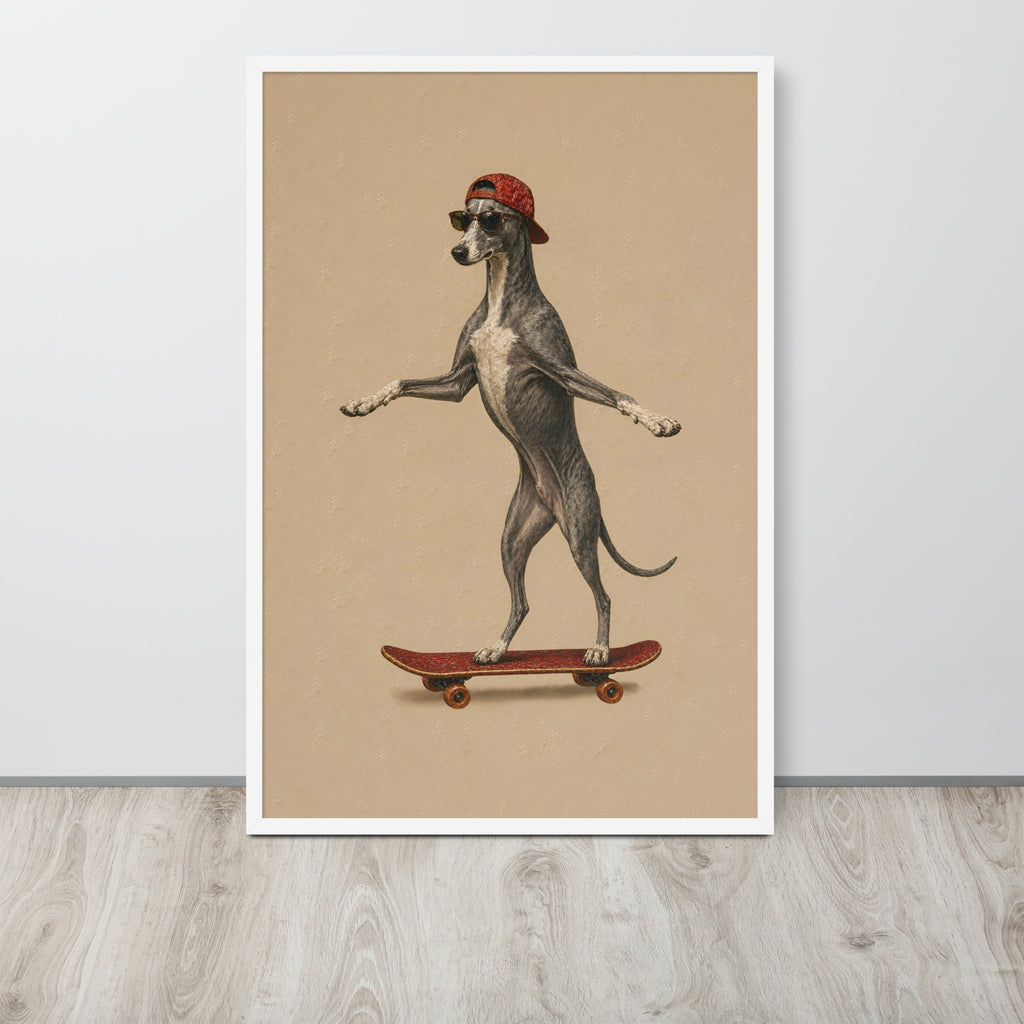 Greyhound Dog Skateboard Wall Art Print
