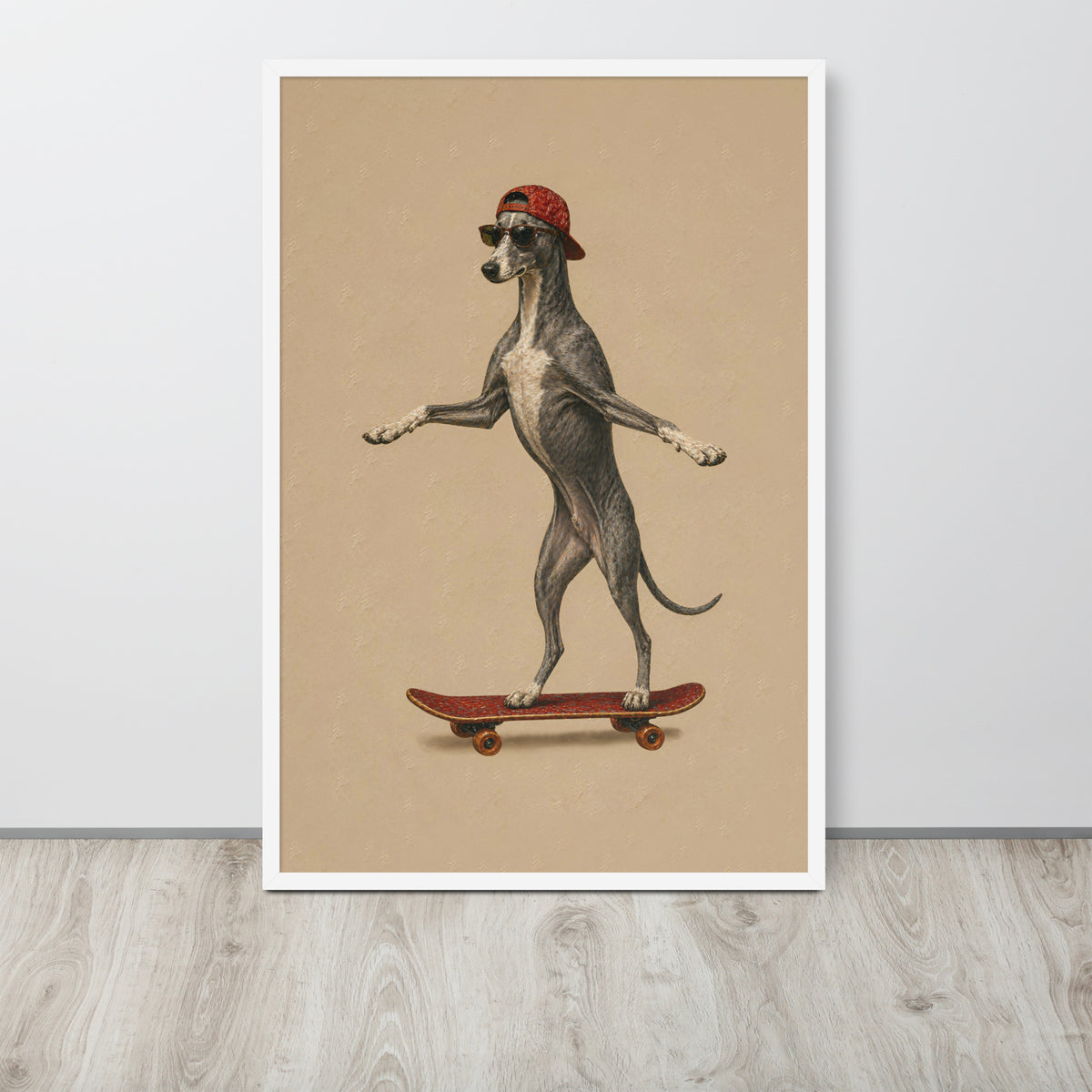 Greyhound Dog Skateboard Wall Art Print