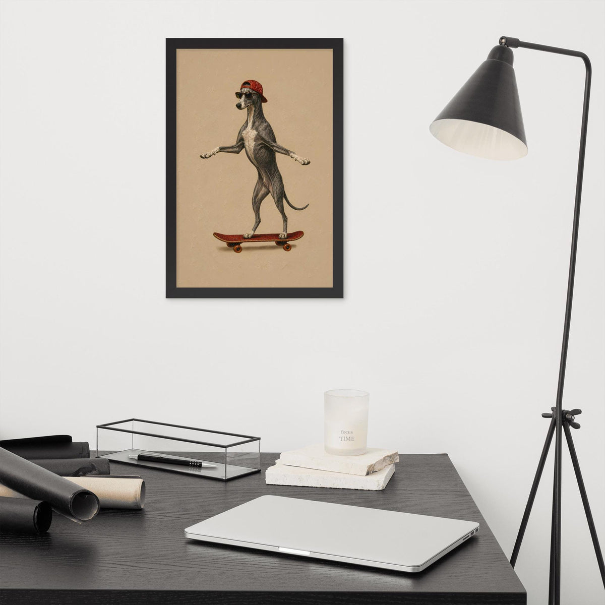 Greyhound Dog Skateboard Wall Art showcasing cute dog lover gift, a great pick for greyhound poster lovers