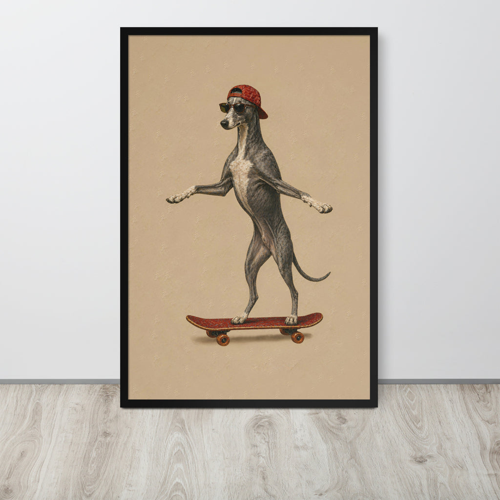 Greyhound Dog Skateboard Wall Art Print