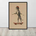 Greyhound Dog Skateboard Wall Art Print