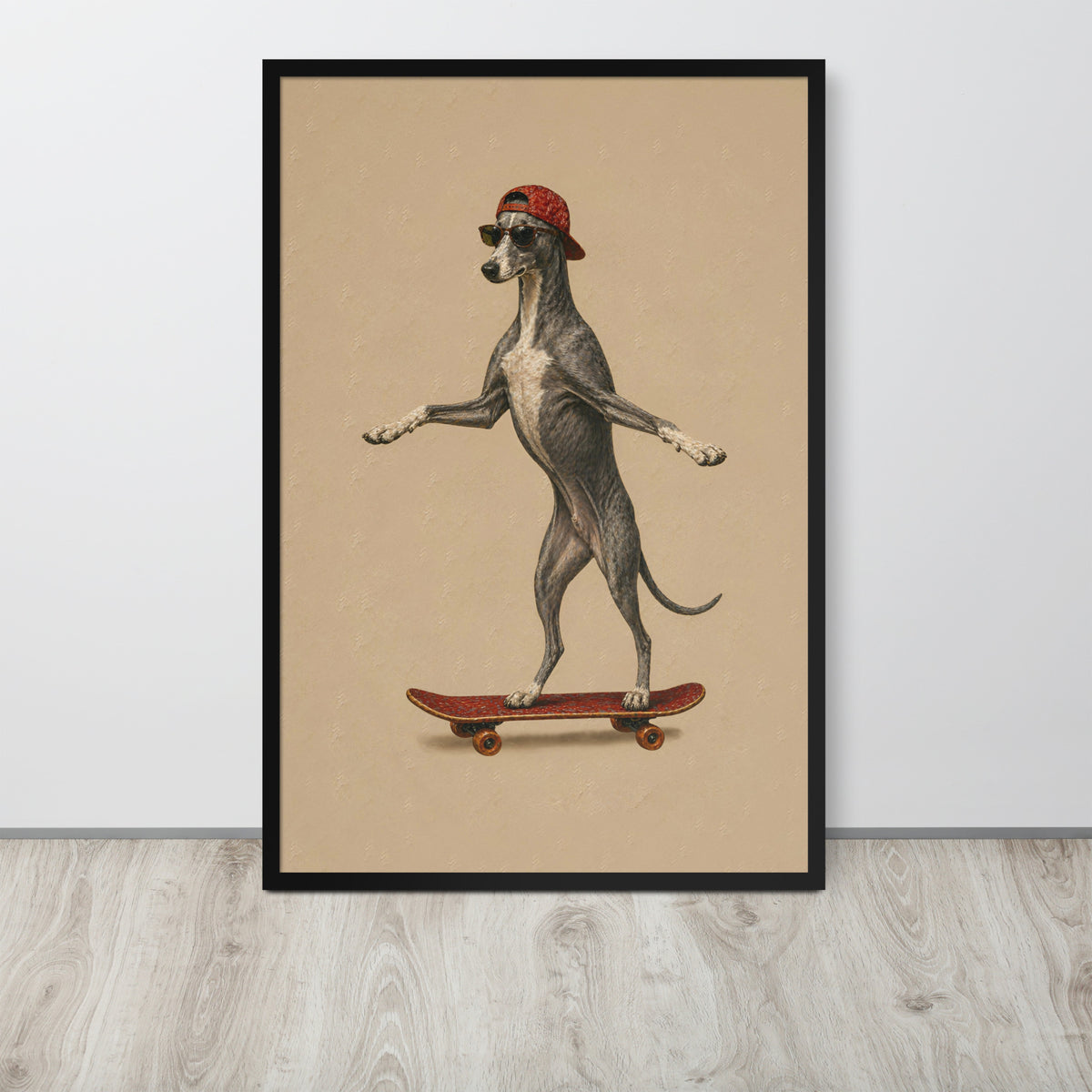 Greyhound Dog Skateboard Wall Art Print
