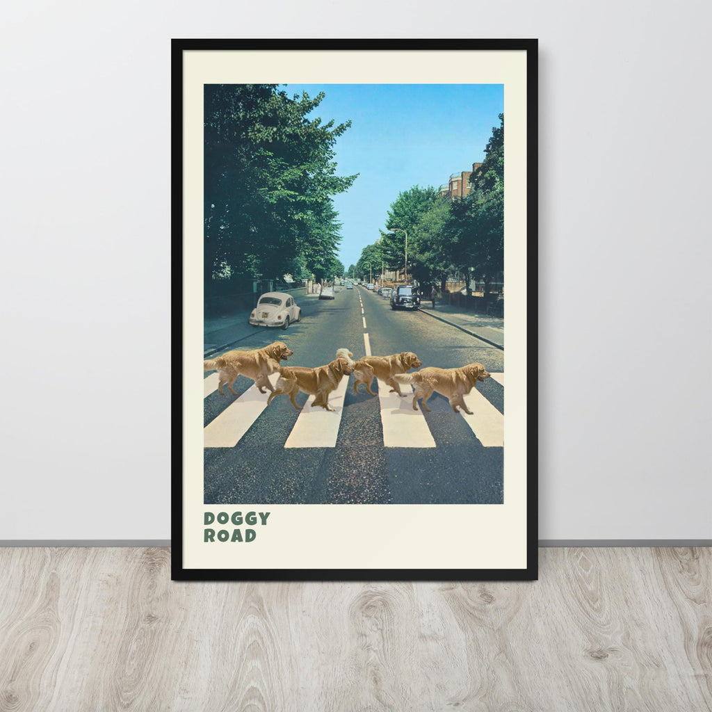 Abbey Road Dogs Wall Art hanging as whimsical wall art decor with a the beatles look