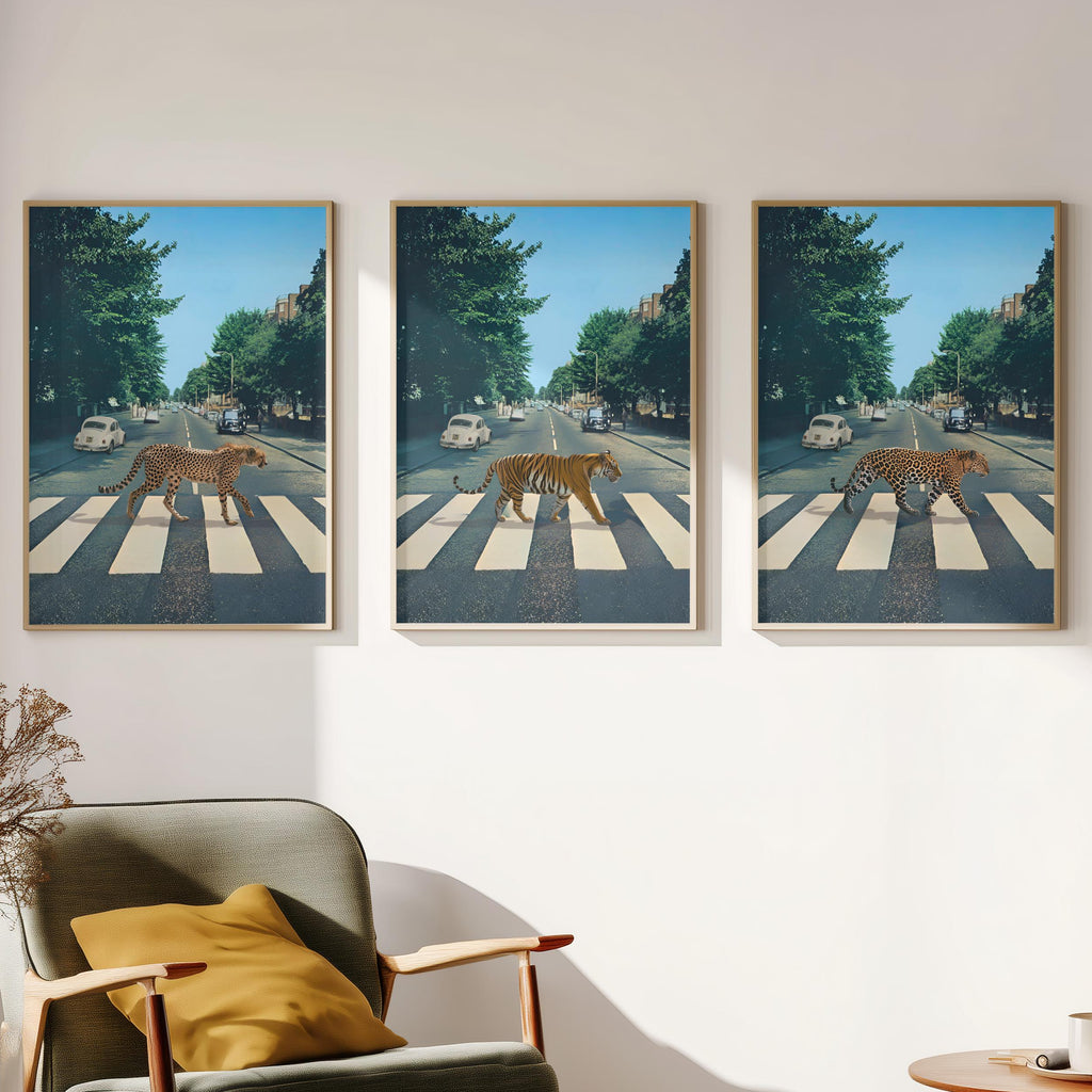 Jungle Cats Set of 3 Prints featuring 3 piece wall art, perfect set of 3 art for home decor