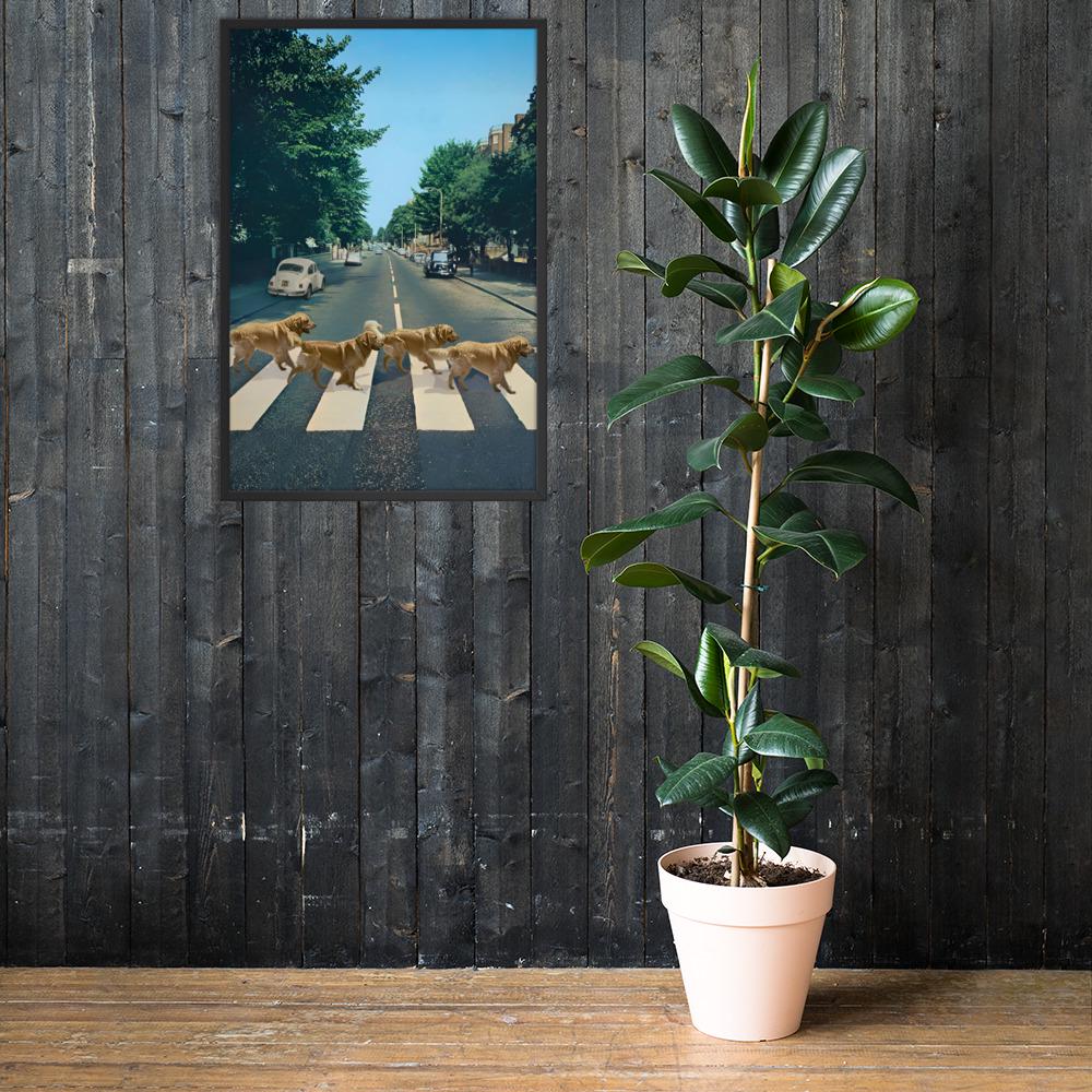 Abbey Road Dogs Wall Art showcasing beatles poster, a great pick for funny dog poster lovers