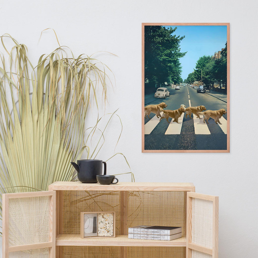 Abbey Road Dogs Wall Art mockup highlighting dog wall art and funny dog print style