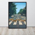 Abbey Road Dogs Wall Art hanging as the beatles decor with a funny bathroom art look
