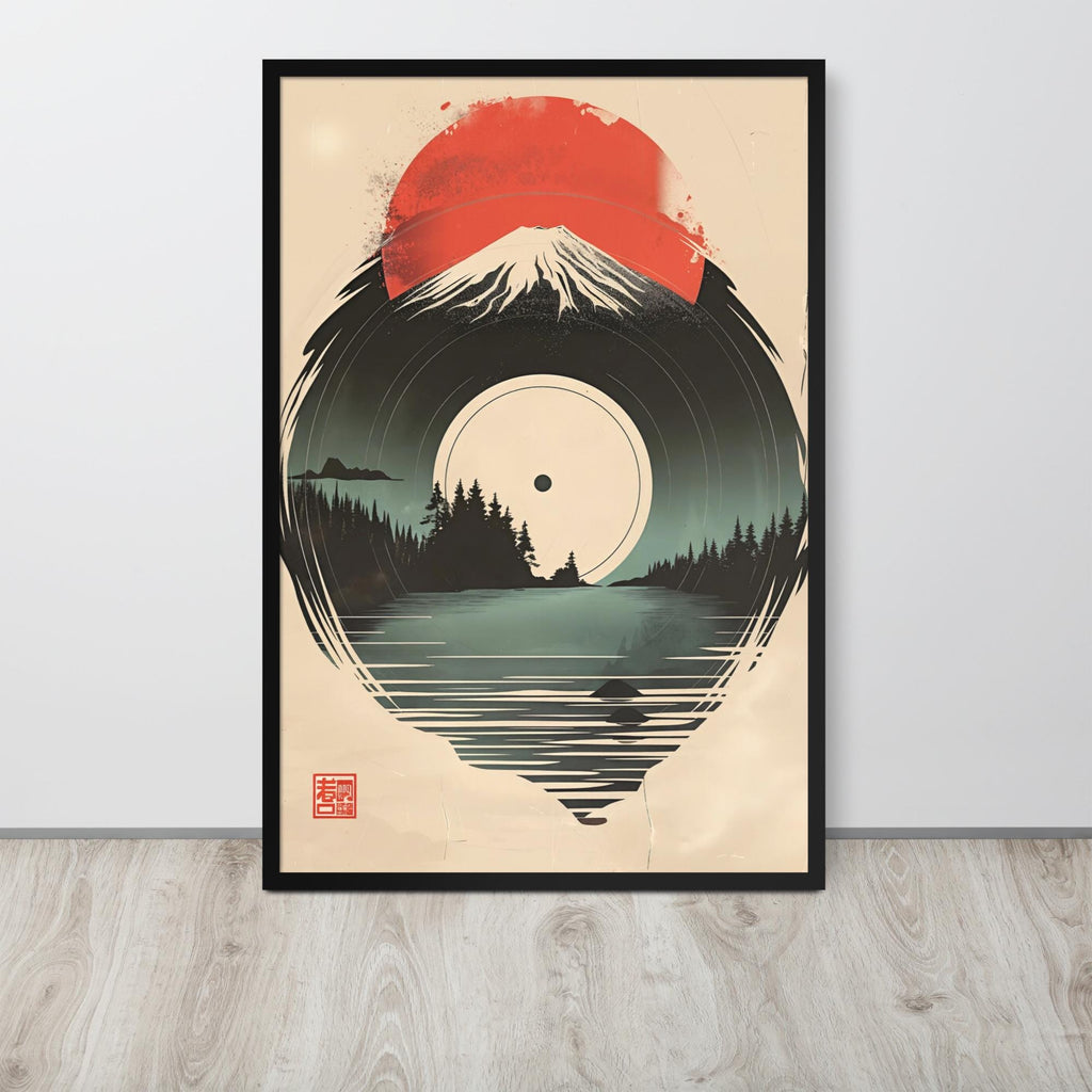 Japandi Mount Fuji Sun Vinyl Art Print featuring japandi art, perfect mount fuji art for home decor
