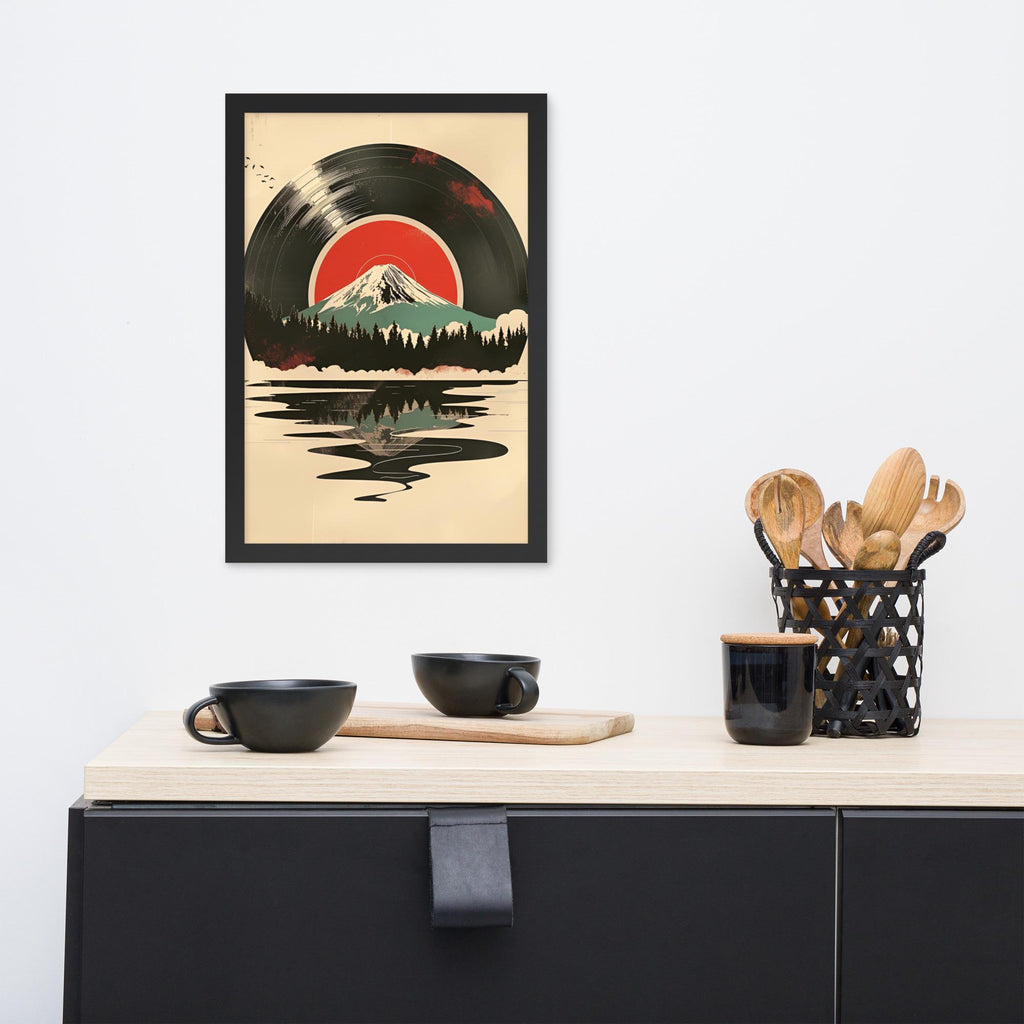Japanese Mount Fuji Vinyl Art Print with mount fuji wall art details, curated for vinyl record poster interiors