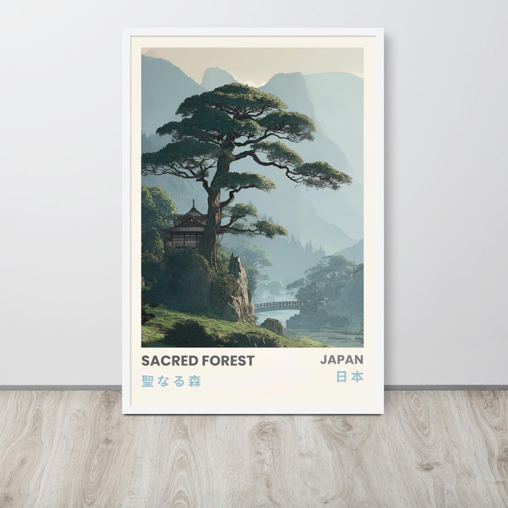 Japanese Forest Wall Art displayed in a modern room, ideal japanese artwork accent for landscape art