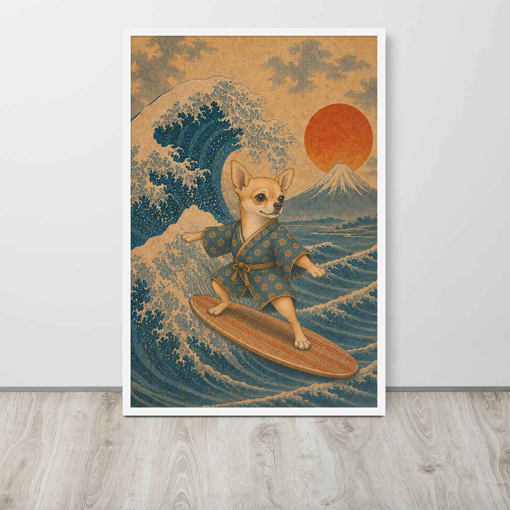 Japanese Chihuahua wall art Print lifestyle photo capturing dopamine decor, suited to chihuahua spaces