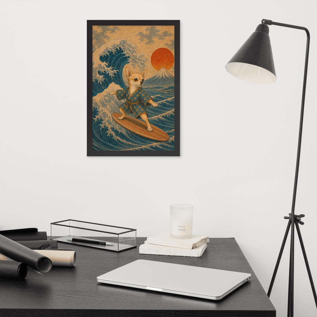 Japanese Chihuahua Print showcasing chihuahua bathroom, a great pick for funny bathroom art lovers