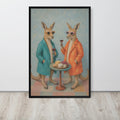 Kangaroo Wine & Cheese Wall Art Print with kangaroo details, curated for kangaroo wall art interiors
